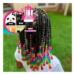 GENERICO - Set de Trenzado y Cuentas Rosado Y+Regalo Agendita