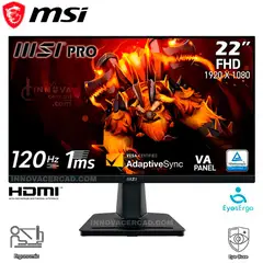 Msi - Monitor PRO MP225 E12VL, 22 Full HD, 120Hz, 1Ms, Adaptive Sync