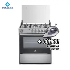 INDURAMA - COCINA DE PIE A GAS 5 HORNILLAS CROMA - CANTABRIA + PLANCHA OSTER