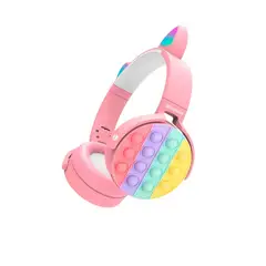 GENERICO - Audifonos Innovadores con Orejas de Gato Pop It Rosado
