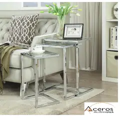 GENERICO - Mesa de Centro Nido TORMET THREE Acero Inoxidable 3 piezas