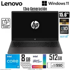 HP - Laptop 250 G10 Intel Core i5-1334U 8GB RAM 512GB SSD 15.6" HD Gris Oscuro- B5UU9AT