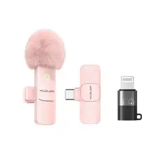 KUZLER - Micrófono Rosado Celular Tipo-c con Adaptador iPhone y Rode Deadcat