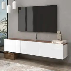 STARHOME - Mesa de TV Flotante 70 pulgadas Oslo Marrón y Blanco