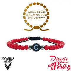 JOYERIA FENIX - Pulsera Letra Inicial - Rojo