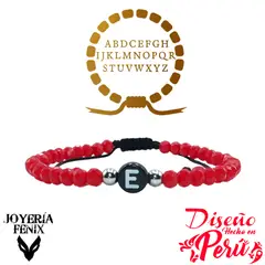 JOYERIA FENIX - Pulsera Letra Inicial - Rojo
