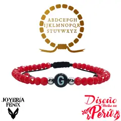 JOYERIA FENIX - Pulsera Letra Inicial - Rojo
