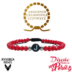 JOYERIA FENIX - Pulsera Letra Inicial - Rojo