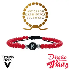 JOYERIA FENIX - Pulsera Letra Inicial - Rojo
