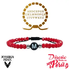 JOYERIA FENIX - Pulsera Letra Inicial - Rojo