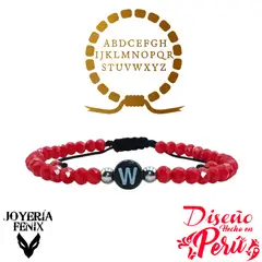 JOYERIA FENIX - Pulsera Letra Inicial - Rojo