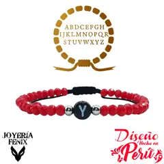 JOYERIA FENIX - Pulsera Letra Inicial - Rojo