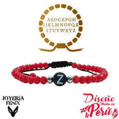 JOYERIA FENIX - Pulsera Letra Inicial - Rojo