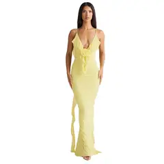 BLWOENS - Vestido casual de verano para mujeres - Amarillo