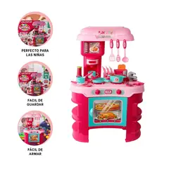 GENERICO - Pack2 Cocina con Variedad de Piezas Rosado Y+Regalo Agendita