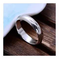 GENERICO - Anillo Clásico de Acero Inoxidable Unisex Plateado T9