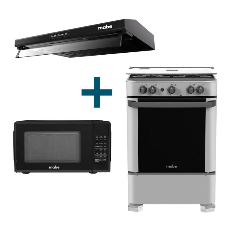 Combo Cocina a gas 60cm +Campana 60cm +Horno microondas 20L