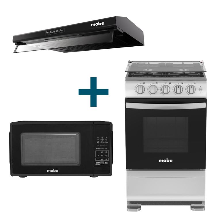 Combo Cocina a gas 52cm +Campana 60cm +Horno microondas 20L