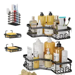 GENERICO - Pack 5 Estantes Modernos para Baño - Color Negro