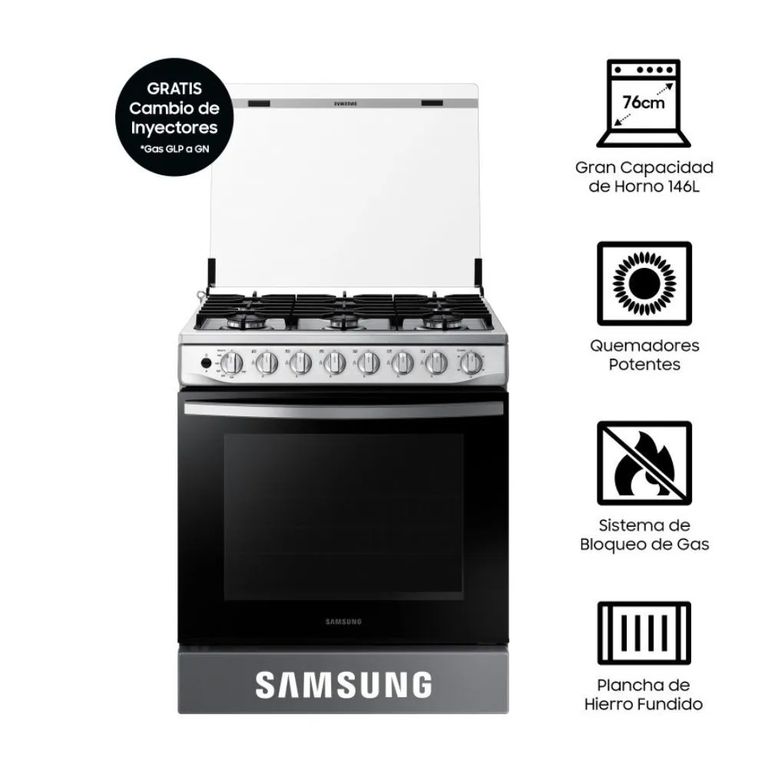 Cocina a Gas 6 Hornillas Plateado NX52T5311PS/PE