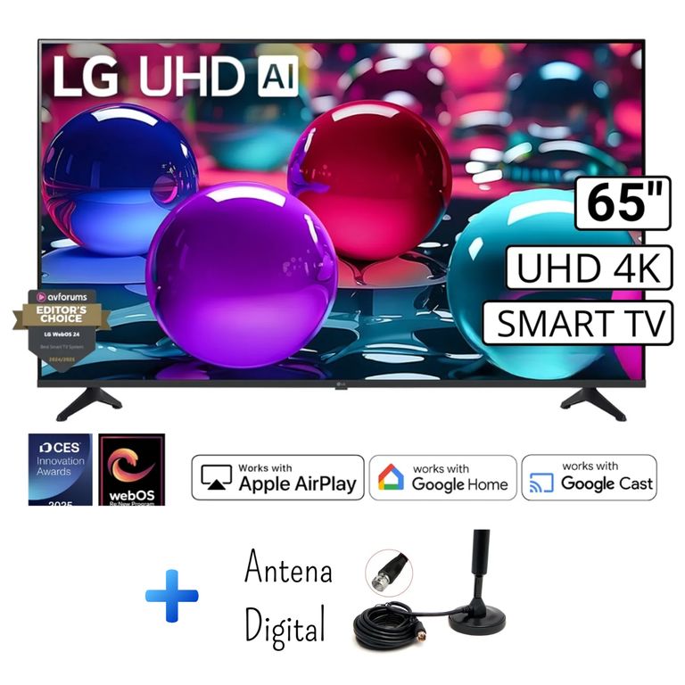 Televisor 65 Pulg Ultra HD 4K AI ThinQ 65UA7300 Modelo 2025 + Antena