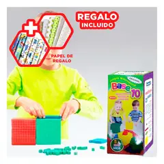 GENERICO - Pack12 Bloques de Base 10 Multicolor Y+Papel de Regalo