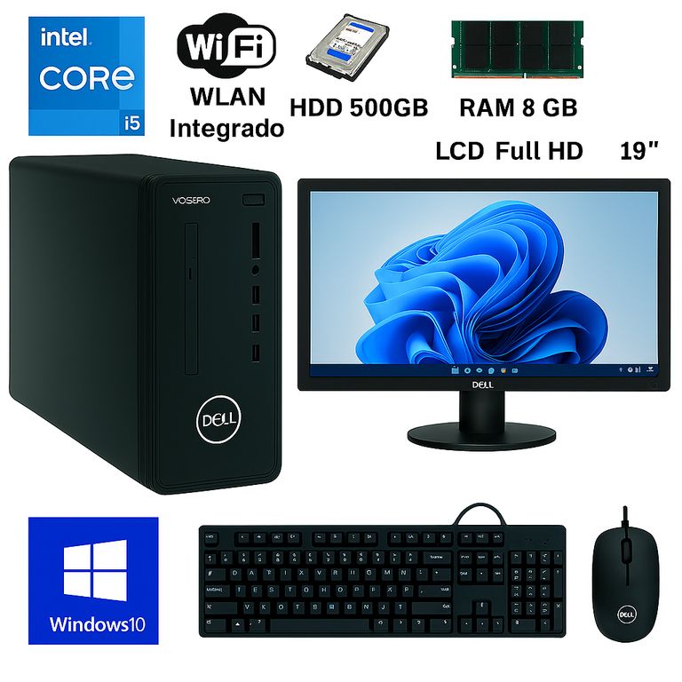 Computadora D06S I5 RAM 8GB HDD 500GB + MonitorTeclado y Mouse+W10 Pro