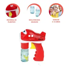 GENERICO - Pack2 Juguete Lanzador de Burbujas Rojo Y+Regalo Stickers