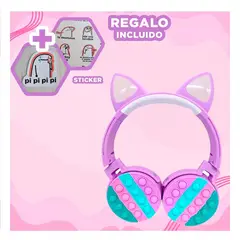 GENERICO - Audifonos Estilizados en Color Lila Y+Regalo Stickers