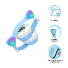 GENERICO - Pack2 Audifonos Gato en Color Celes Y+Regalo Agendita