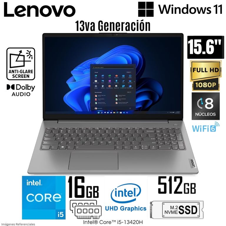 Laptop V15 G4 IRU Intel Core i5-13420H 16GB RAM 512GB SSD 15.6" FHD Iron Grey - 83A100P2LM
