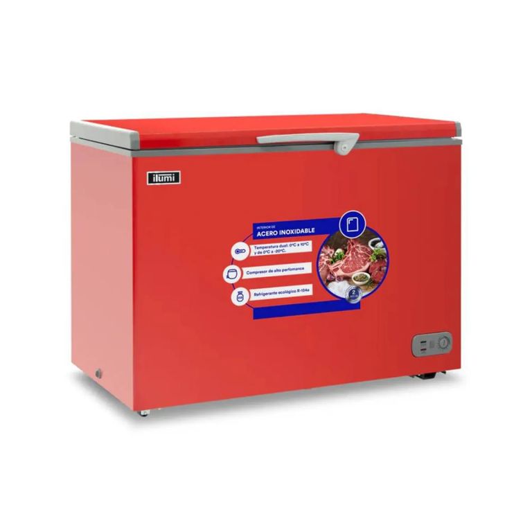 Congelador 340L con Tina de Acero Inoxidable TFI-3400RE - Rojo