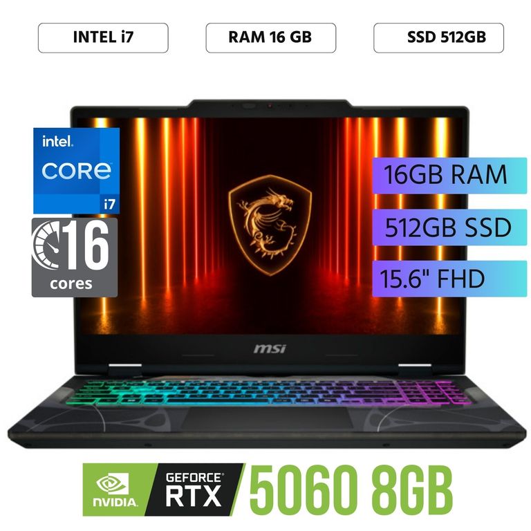 Laptop Cyborg 15 B13WFKG Intel Core i7-13620H Ram 16Gb SSD 512Gb RTX 5060 8Gb 15.6" FHD Win11