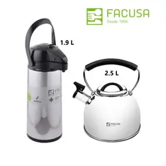 FACUSA - Termo con Dispensador 1 .9L y Tetera AceroInoxidable 2. 5L 2025