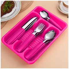 KELLER - Juego de Cubiertos 25 Piezas con Bandeja Fucsia L17