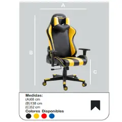 TU MESITA - Silla Masajeadora Gamer Collins NegroAmarillo Ergonomica