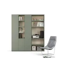 TU MESITA - Librero Contemporáneo Rosanna color Agave 3 puertas con Estantes