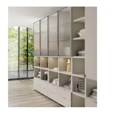 TU MESITA - Moderna Librería con Estanteria Maxell color Blanco con Vidrio