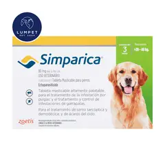SIMPARICA - 20 - 40 kg 80 mg x 3 Tabletas