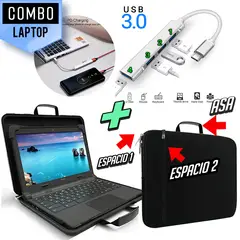 GENERICO - Kit Funda para Laptop Maleta + Hub Tipo C a USB 3.0 4 Puertos
