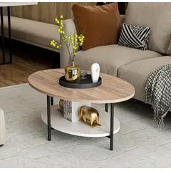 STARHOME - Mesa de Centro Verona Ovalada Duna y blanco