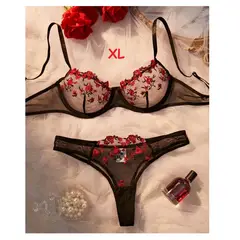 GENERICO - LENCERÍA SEXY BRASIER CON TRUSA TRANSPARENTE XL