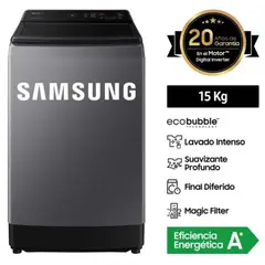 SAMSUNG - Lavadora 15kg Carga Superior EcoBubble WA15CG5441BDPE Gris