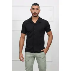 GENERICO - Camisa Manga Corta Casual Heds Negro