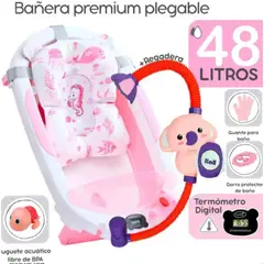 GENERICO - Bañera Plegable con Ducha y Termómetro - Nemo Rosa