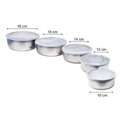 GENERICO - SET BOWL ACERO X 5 PIEZAS CON TAPA