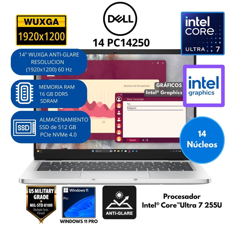 Laptop Pro Intel Core Ultra 7 (14 PC14250) RAM 16 GB SSD 512 GB 14" FHD Windows 11 PRO