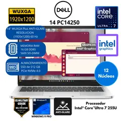 DELL - Laptop Pro Intel Core Ultra 7 (14 PC14250) RAM 16 GB SSD 512 GB 14" FHD Windows 11 PRO