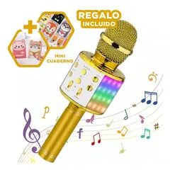 GENERICO - Microfono Bluetooth en Color Dorado Y+Regalo Agendita