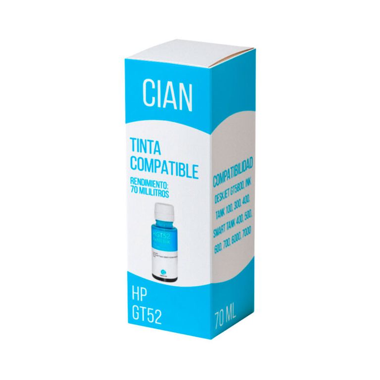 Tinta HP GT52 Cian M0H54AL 70ml 400, 600 Compatible